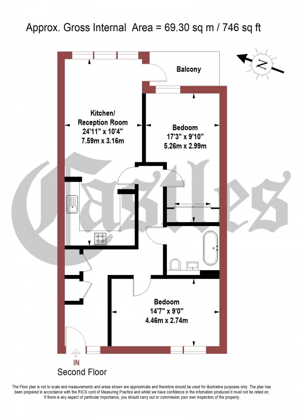 Floor Plan Image for 2 Bedroom Apartment for Sale in Aldermans House, 1 Ward Lane, London