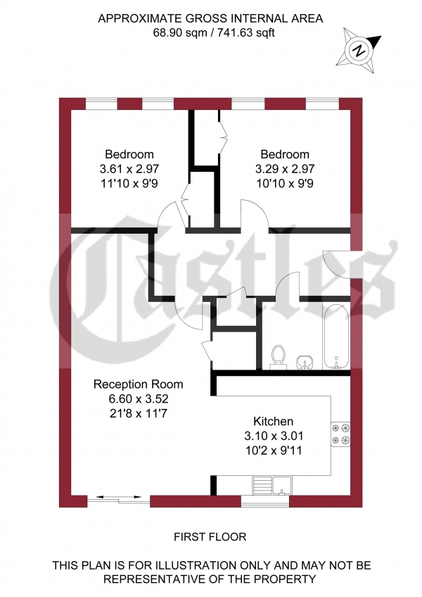 Floor Plan Image for 2 Bedroom Apartment for Sale in Northwold Road, London