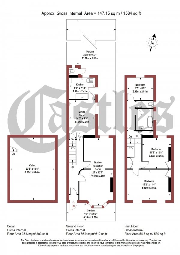 Floor Plan Image for 3 Bedroom Terraced House for Sale in Clifden Road, London