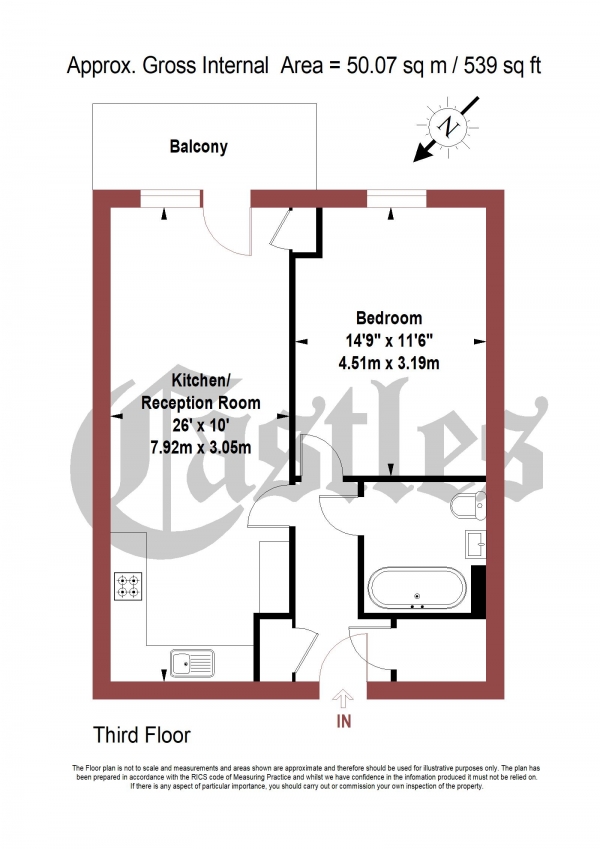 Floor Plan for 1 Bedroom Apartment for Sale in Bellevalia Court, Woodmill Road, London, E5, 9PD - Offers in Excess of &pound375,000