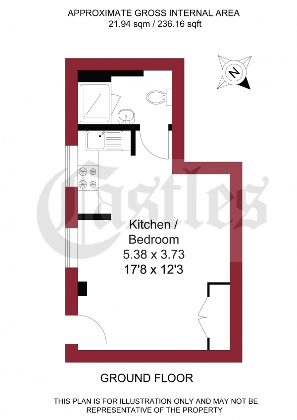 Floor Plan Image for Studio for Sale in Clarence Place, London