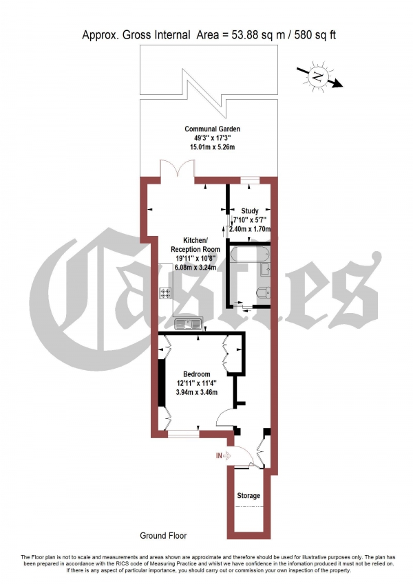 Floor Plan Image for 1 Bedroom Apartment for Sale in Cecilia Road, London E8