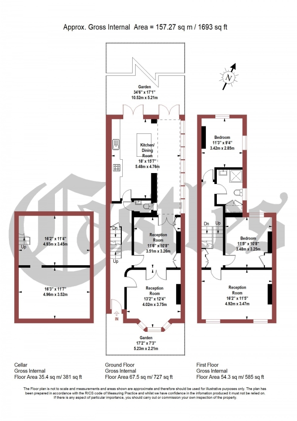 Floor Plan Image for 3 Bedroom Terraced House for Sale in Clifden Road, London