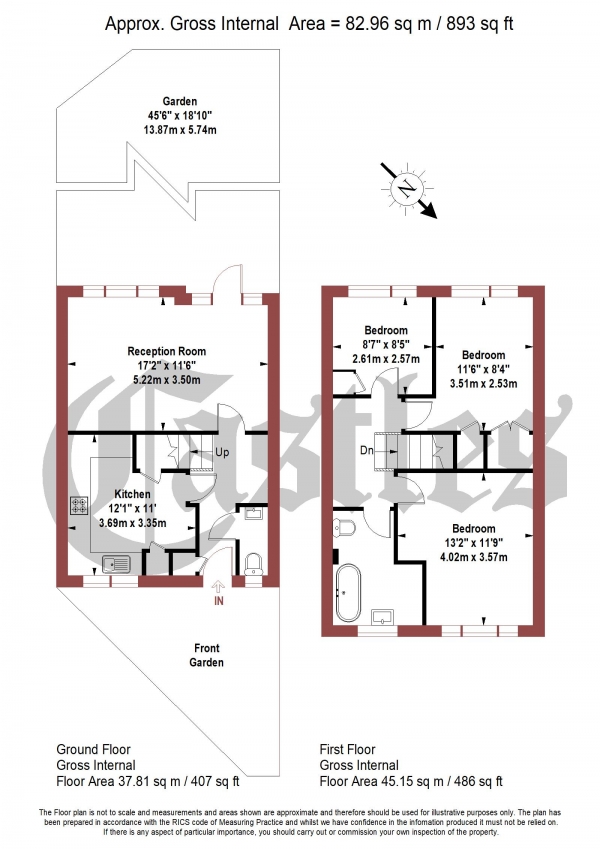 Floor Plan Image for 3 Bedroom Maisonette for Sale in Ashbourne Court, London E5