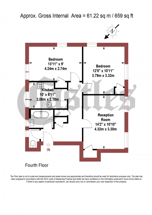 Floor Plan Image for 2 Bedroom Apartment for Sale in Courtauld House, Pritchards Road, London