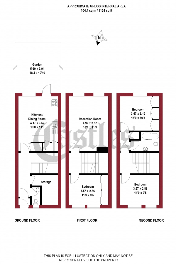 Floor Plan Image for 3 Bedroom Terraced House for Sale in Orient Way, London