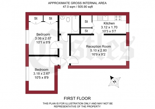 Floor Plan Image for 2 Bedroom Apartment for Sale in Bakers Hill, London