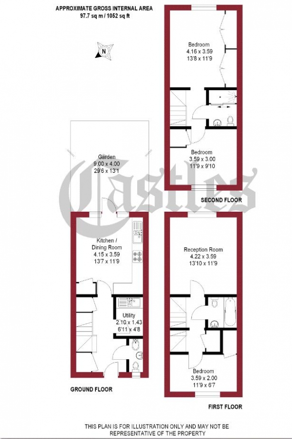 Floor Plan Image for 3 Bedroom Terraced House for Sale in Blundell Close, London