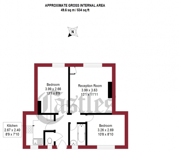 Floor Plan Image for 2 Bedroom Apartment for Sale in Pembury Road, London