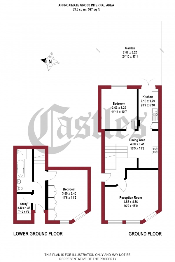 Floor Plan for 2 Bedroom Apartment for Sale in Knightland Road, London, E5, 9HS -  &pound625,000