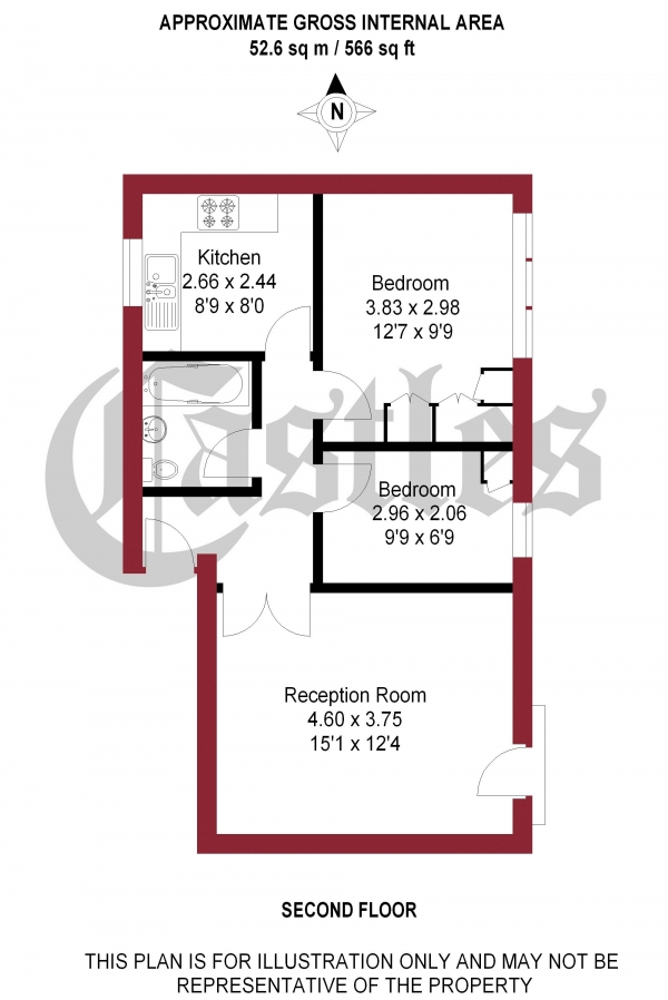 Floor Plan for 2 Bedroom Apartment for Sale in The Strand Building, London, E9, 6DW -  &pound450,000