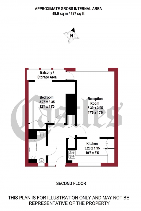 Floor Plan Image for 1 Bedroom Apartment for Sale in Anderson Road, London