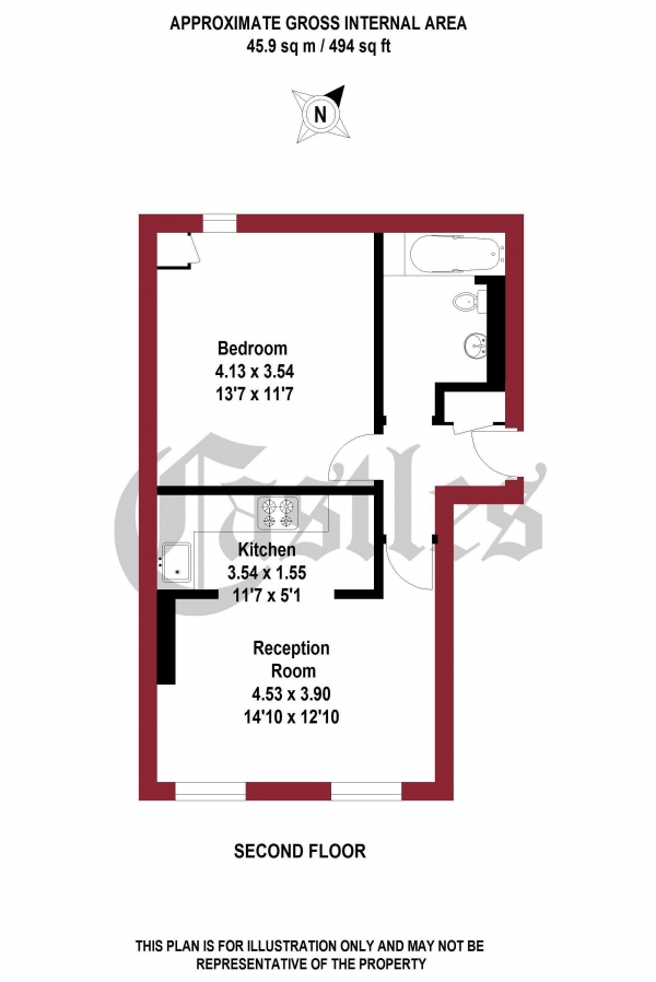 Floor Plan Image for 1 Bedroom Apartment for Sale in Eastway, London