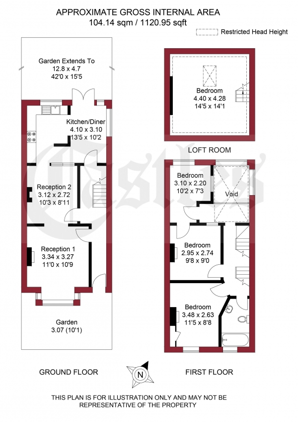 Floor Plan for 3 Bedroom Terraced House for Sale in Harrington Hill, London, E5, 9EY -  &pound700,000