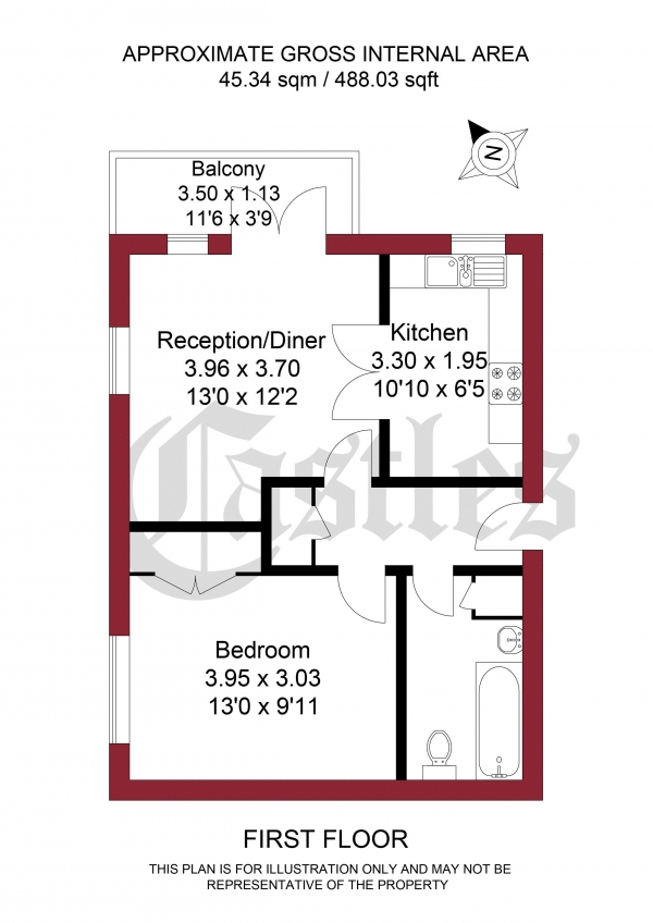 Floor Plan Image for 1 Bedroom Apartment for Sale in Kenninghall Road, London