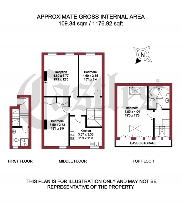 Floor Plan Image for 3 Bedroom Apartment for Sale in Evering Road, London