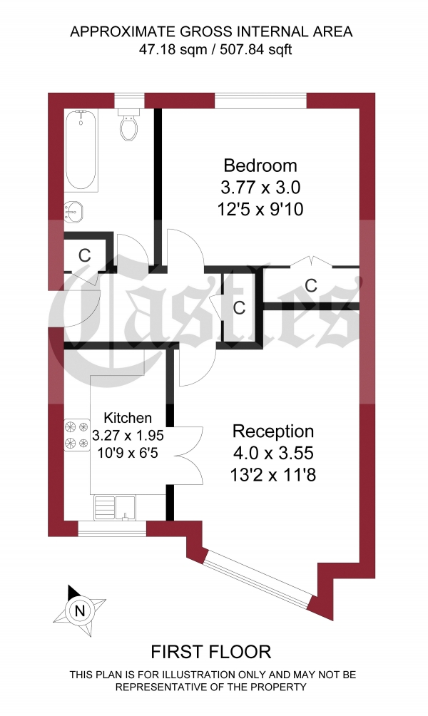 Floor Plan Image for 1 Bedroom Apartment for Sale in Kenninghall Road, London