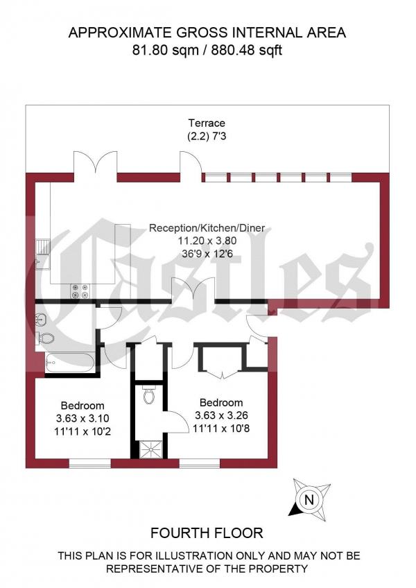 Floor Plan Image for 2 Bedroom Apartment for Sale in Armstrong House, Southwold Road, London