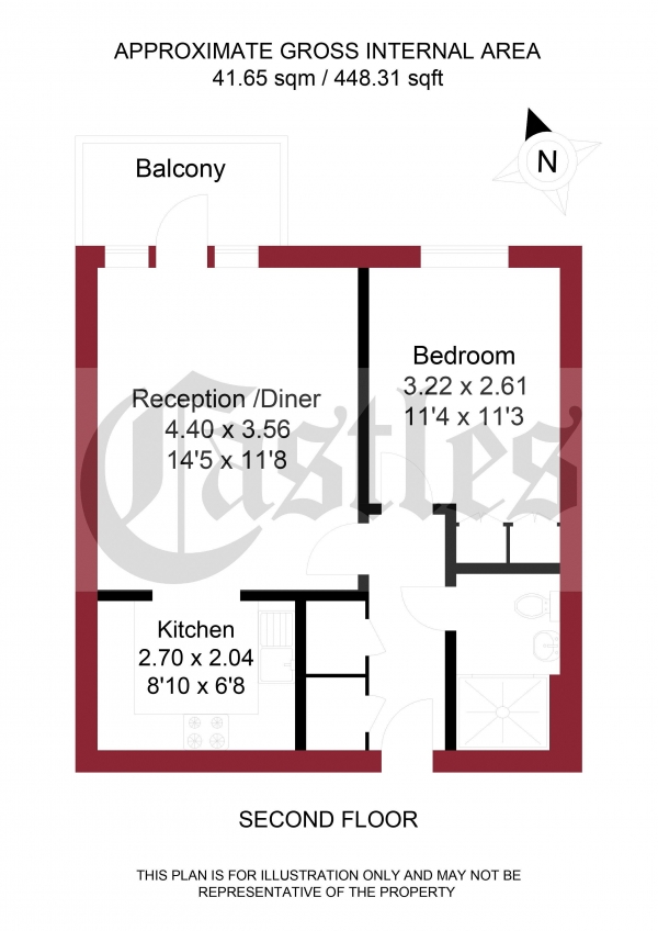 Floor Plan Image for 1 Bedroom Apartment for Sale in Fenland House, Harry Zeital Way, London