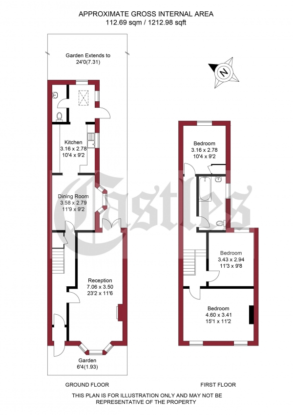 Floor Plan for 3 Bedroom Terraced House for Sale in Trehurst Street, London, E5, 0EB -  &pound675,000