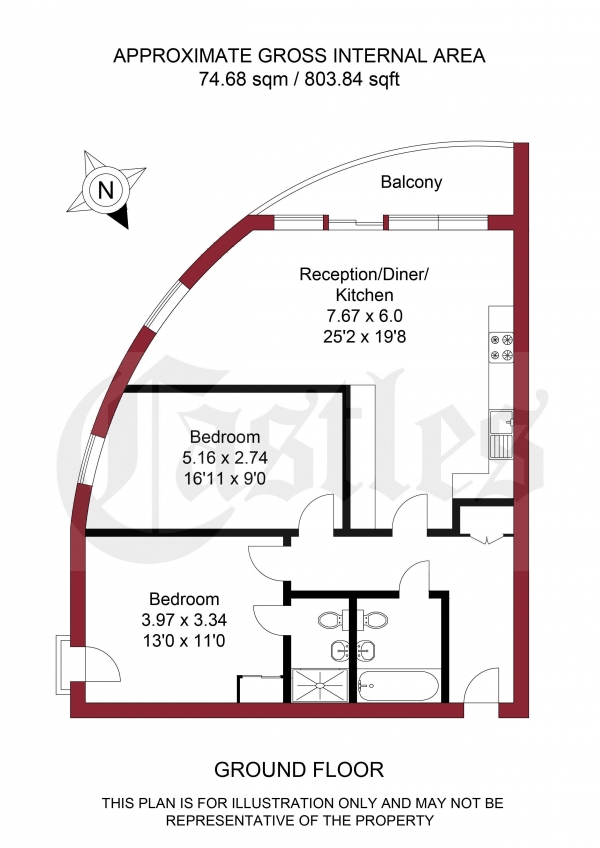 Floor Plan Image for 2 Bedroom Apartment for Sale in Essex Wharf, London