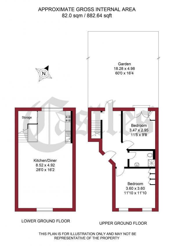 Floor Plan Image for 2 Bedroom Apartment for Sale in Median Road, London