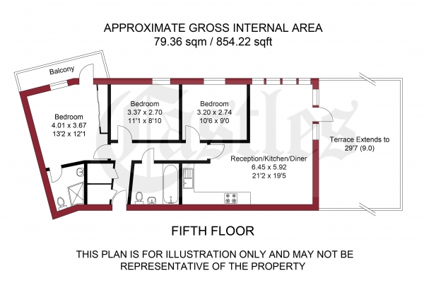 Floor Plan Image for 3 Bedroom Apartment for Sale in Limehouse Lodge, Harry Zeital Way, London