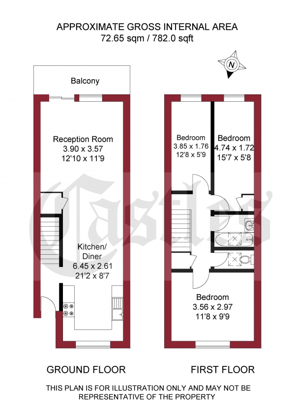 Floor Plan Image for 3 Bedroom Property for Sale in Harleston Close, London