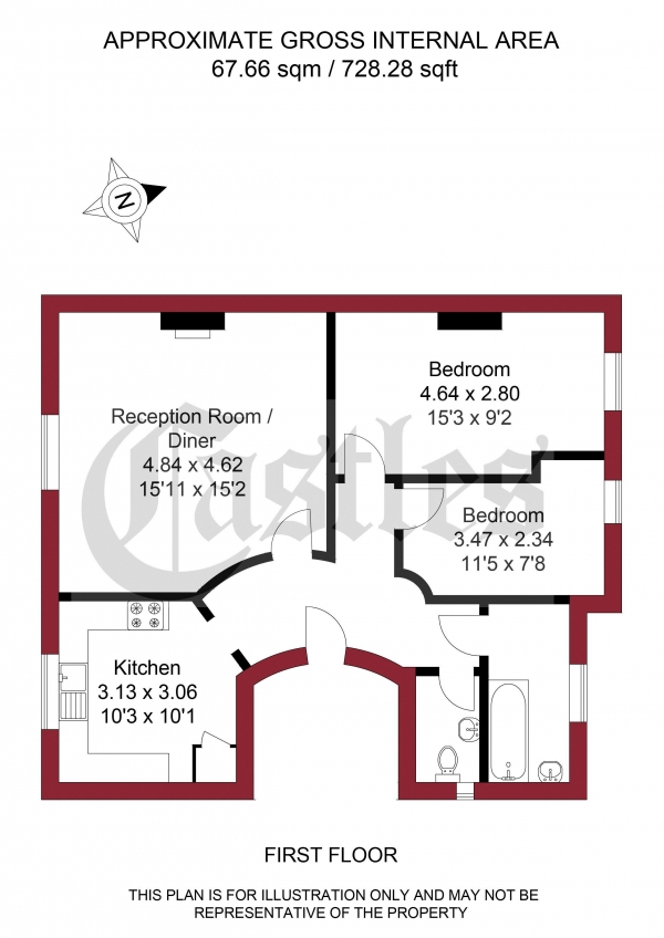 Floor Plan Image for 2 Bedroom Apartment for Sale in Urswick Road, London