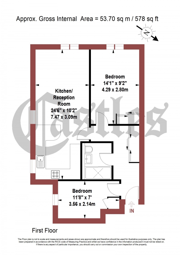 Floor Plan Image for 2 Bedroom Apartment for Sale in Riverside Close, London