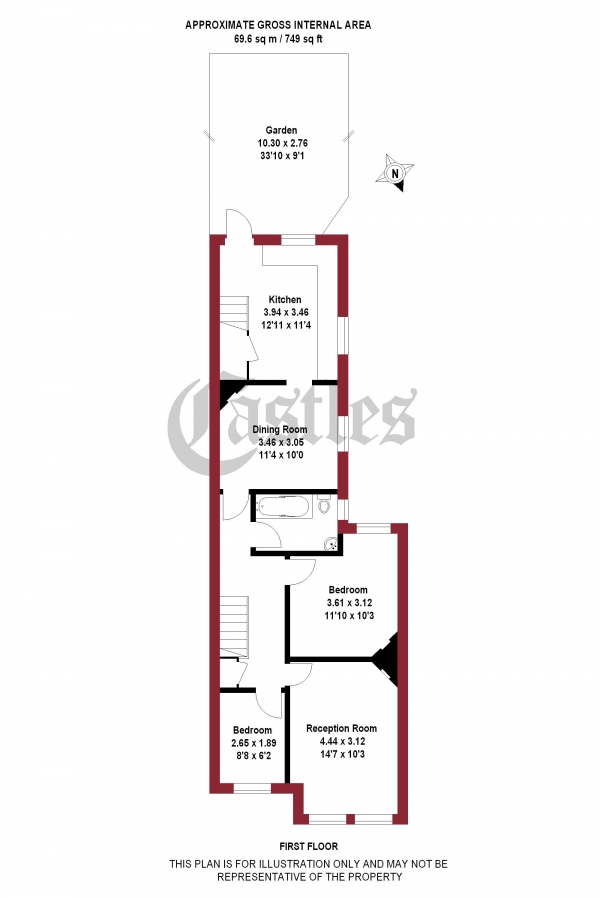 Floor Plan Image for 3 Bedroom Property for Sale in Lyndhurst Road, London, N22