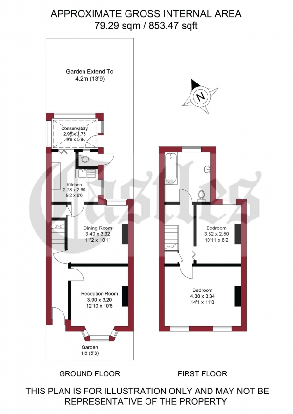 Floor Plan for 2 Bedroom Terraced House for Sale in Graham Road, London, N15, N15, 3NJ -  &pound500,000