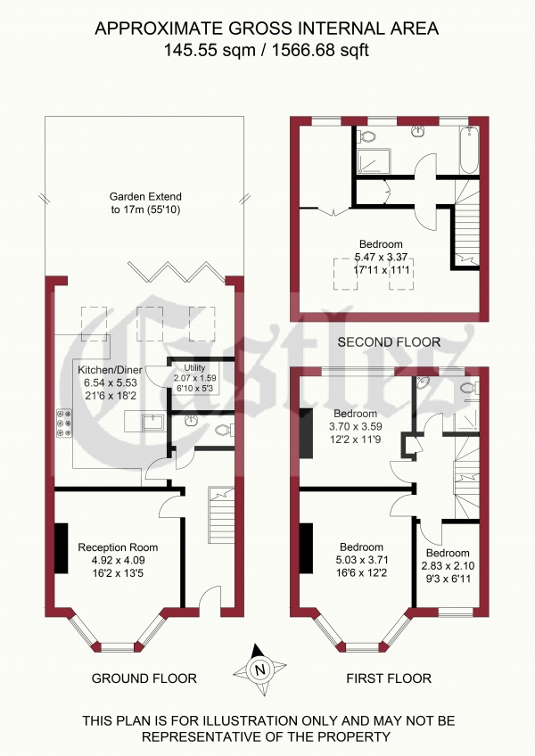 Floor Plan Image for 4 Bedroom Property for Sale in Belsize Avenue, Palmers Green, N13