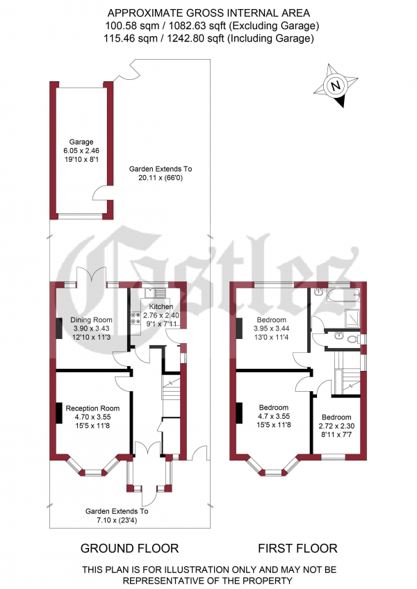 Floor Plan Image for 3 Bedroom Terraced House for Sale in Hedge Lane, London, N13