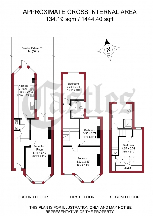 Floor Plan for 4 Bedroom Terraced House for Sale in Northbrook Road, Bowes Park, N22, N22, 8YQ -  &pound850,000