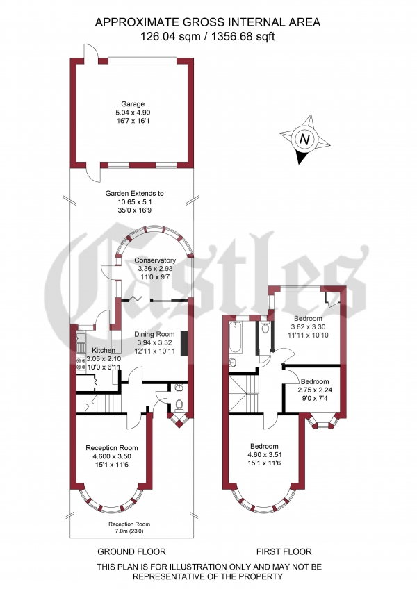 Floor Plan for 3 Bedroom Terraced House for Sale in Pasteur Gardens, London, N18, N18, 1JL -  &pound500,000