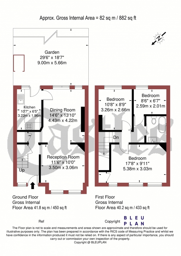 Floor Plan Image for 3 Bedroom Terraced House for Sale in Hewitt Avenue, London, N22