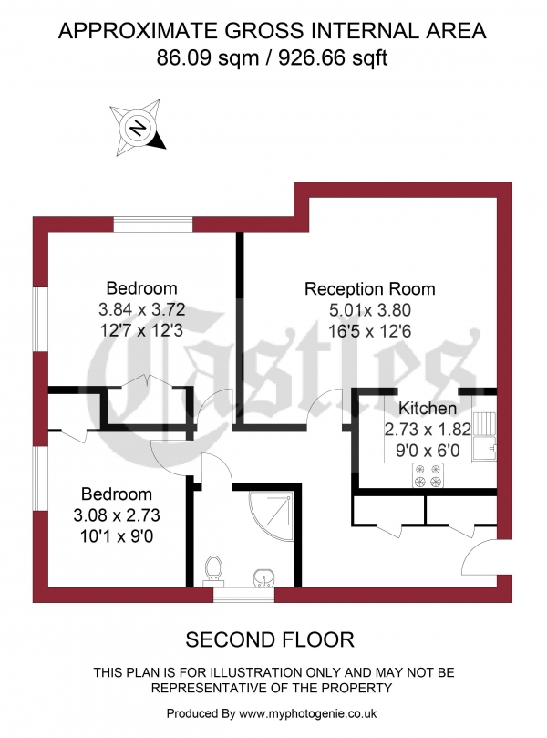 Floor Plan for 2 Bedroom Retirement Property for Sale in Crothall Close, London, N13, N13, 4BW -  &pound275,000