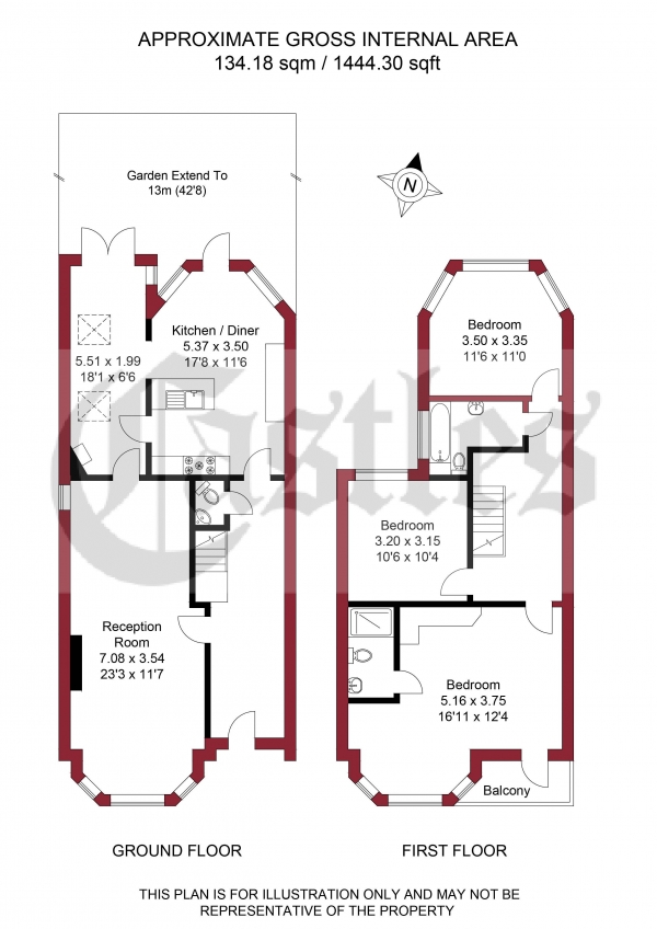 Floor Plan Image for 3 Bedroom Semi-Detached House for Sale in Sylvan Avenue, London, N22