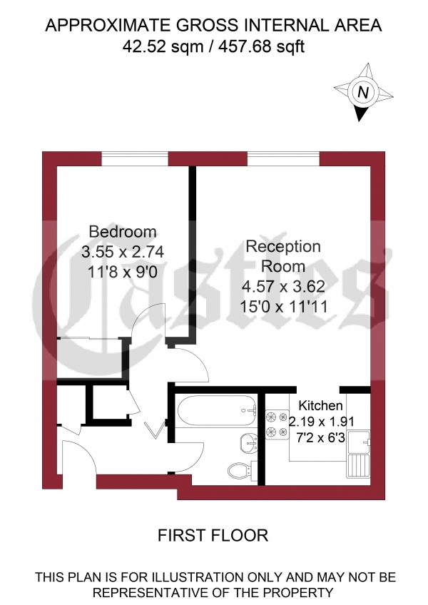 Floor Plan Image for 1 Bedroom Apartment for Sale in Millstream Close, Palmers Green, N13