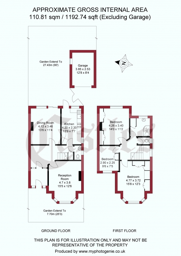 Floor Plan Image for 3 Bedroom Semi-Detached House for Sale in Morton Way, Southgate, N14