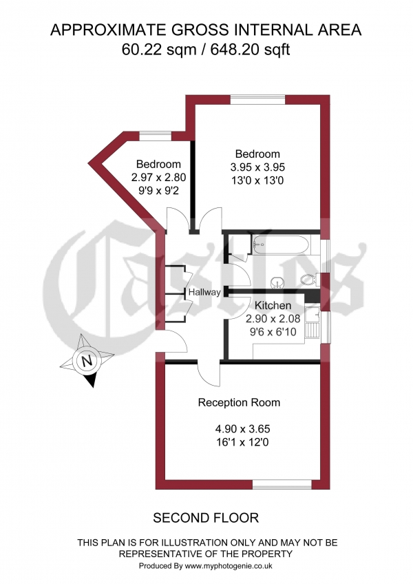Floor Plan Image for 2 Bedroom Apartment for Sale in Kingsley Court, Bowes Park, London, N22