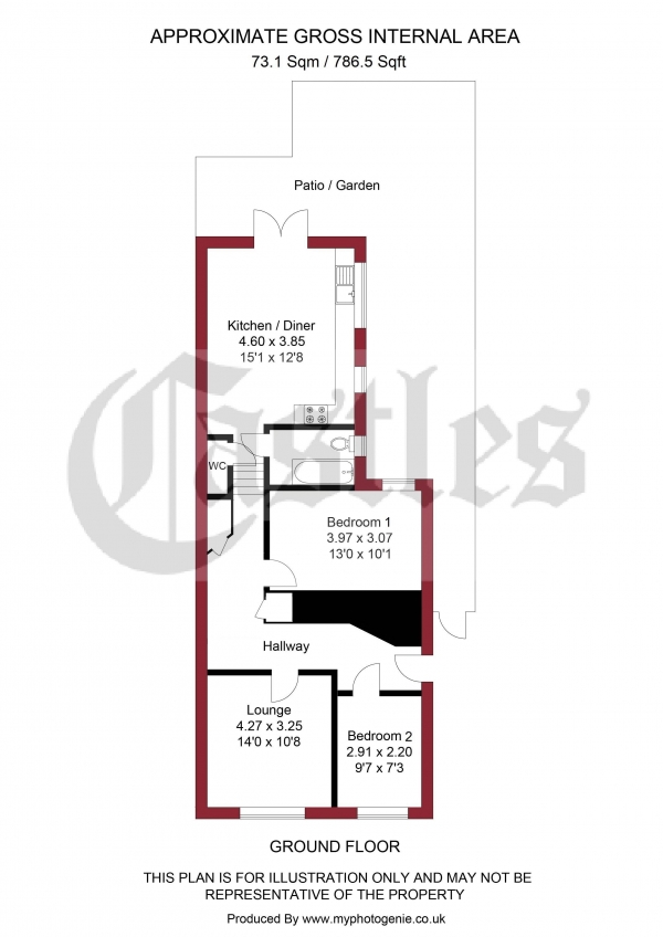 Floor Plan Image for 2 Bedroom Property for Sale in Marlborough Road, London, N22