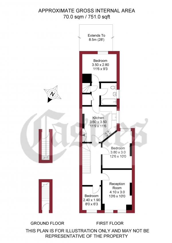 Floor Plan Image for 2 Bedroom Maisonette for Sale in Lyndhurst Road, London, N22