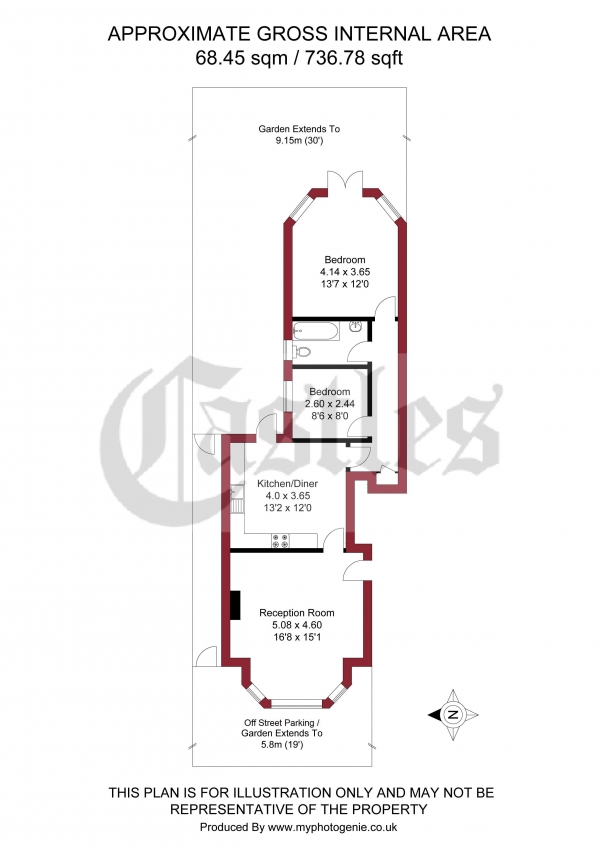 Floor Plan Image for 2 Bedroom Apartment for Sale in Palmerston Road, Bowes Park, N22