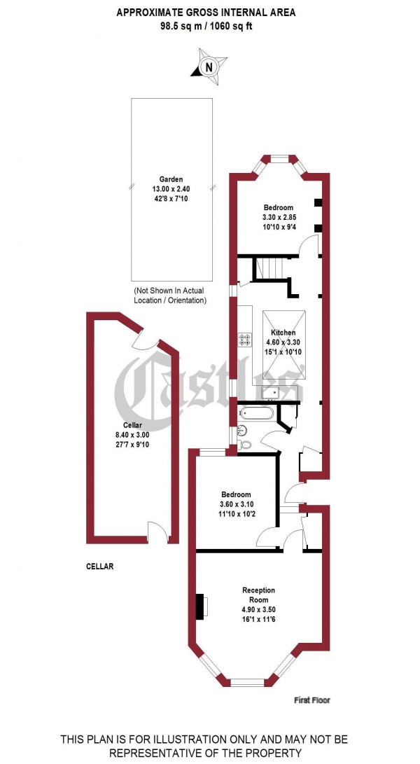 Floor Plan Image for 2 Bedroom Property for Sale in Marlborough Road, London, N22