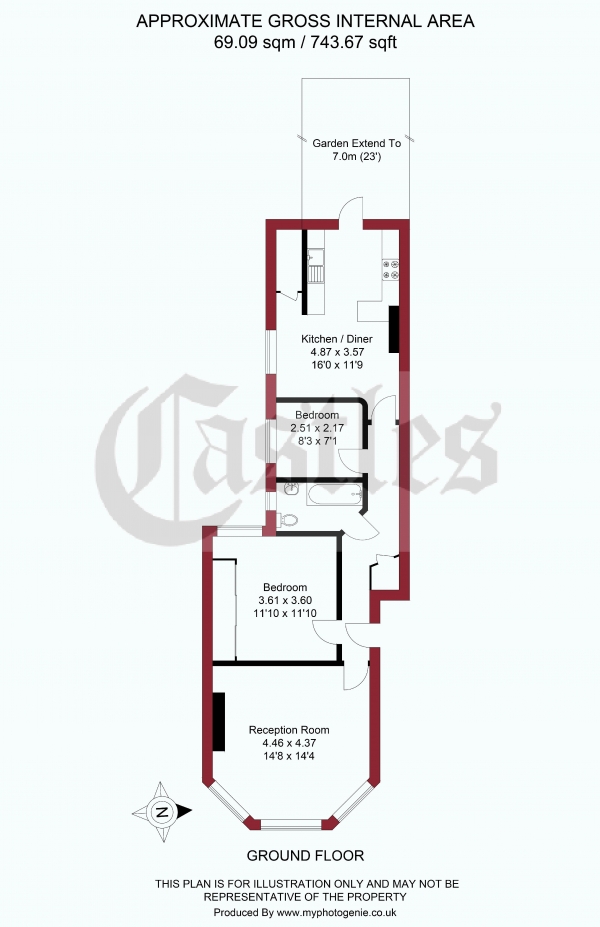 Floor Plan Image for 2 Bedroom Apartment for Sale in Marlborough Road, London, N22