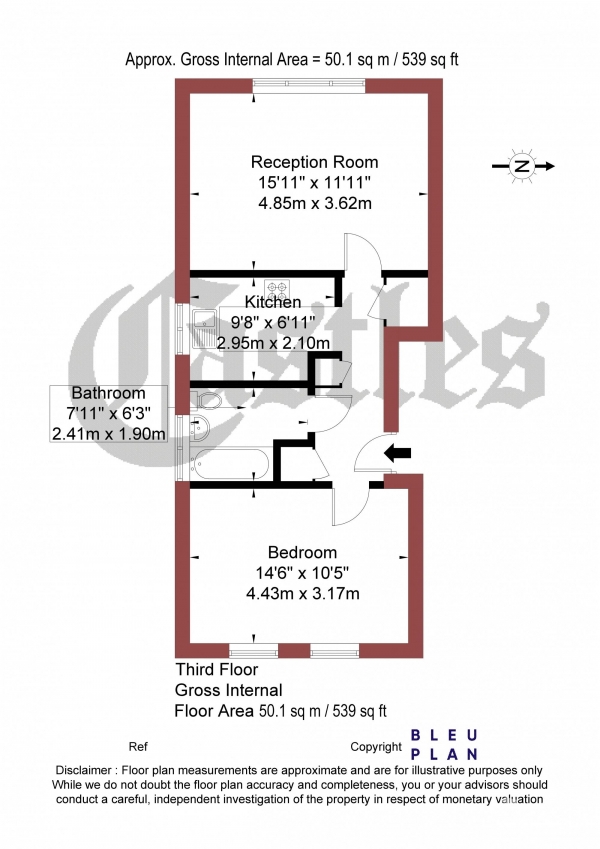 Floor Plan Image for 1 Bedroom Apartment for Sale in Palmerston Road, Bowes Park, N22