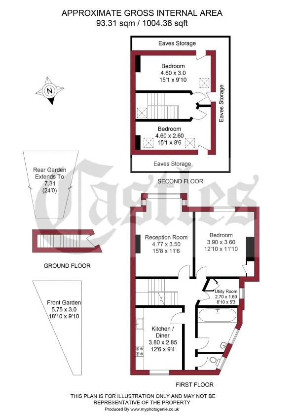 Floor Plan Image for 3 Bedroom Property for Sale in Manor Road, Bowes Park, N22