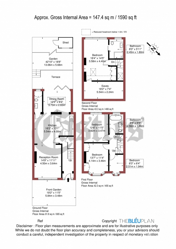 Floor Plan for 4 Bedroom Terraced House for Sale in Shrewsbury Road, Bounds Green, N11, N11, 2LN -  &pound800,000